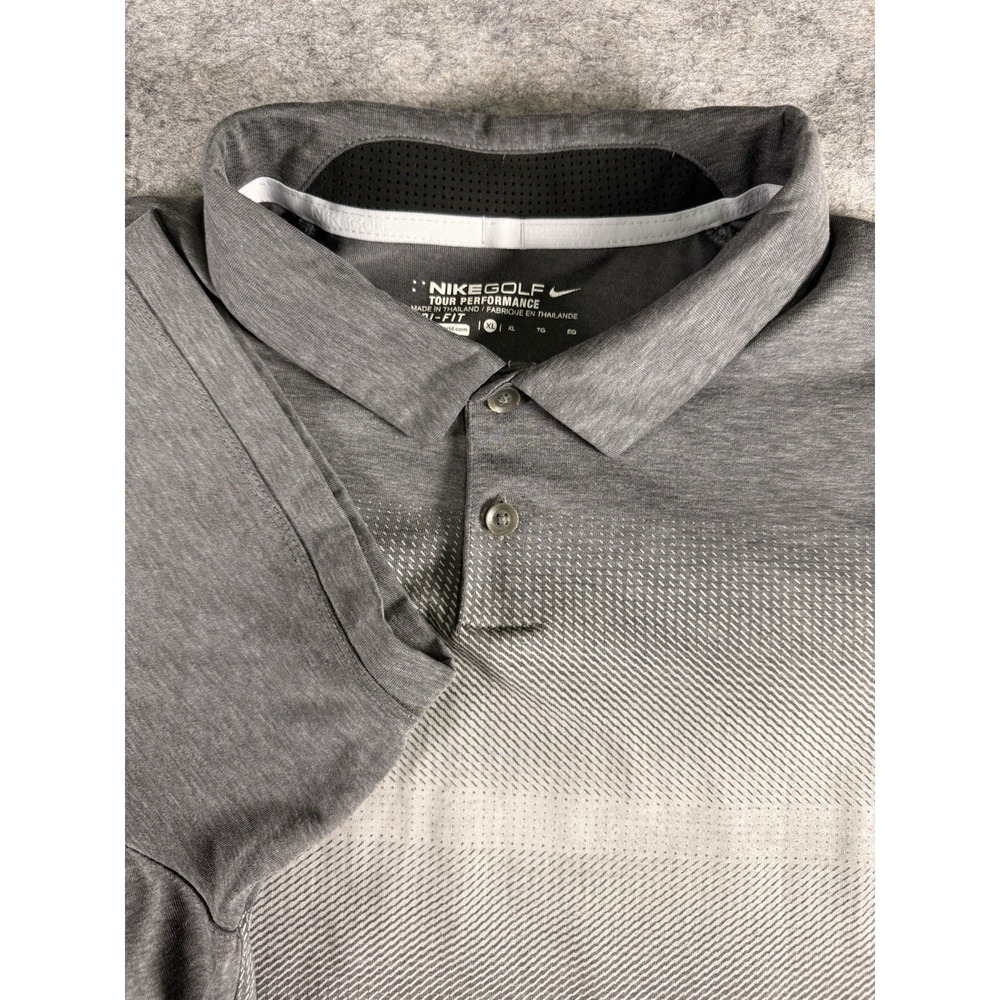Nike Golf Polo Shirt Mens XL  Gray Ombre Dri-FIT Tour Performance Fade 2 Buttons